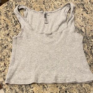 SKIMS Light Gray Ribbed Tank Top